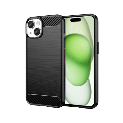 Husa iPhone 15, Carbon Pro, Silicon, Negru